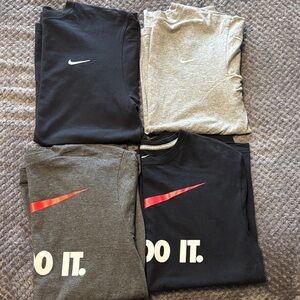 Bundle of 4 Nike Black and Gray T-Shirts with Logo Size Medium